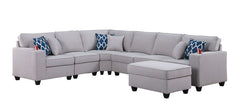Cooper - 7 Piece Reversible L-Shape Sectional Sofa & Comfort Ottoman And Cupholder - Light Gray