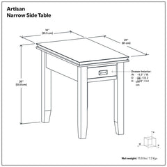 Artisan - Handcrafted Narrow Side Table