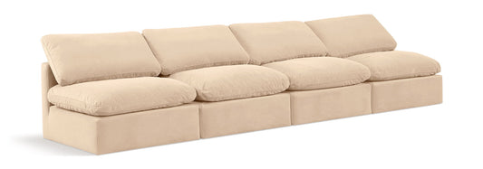 Indulge - Velvet 4 Seat Modular Armless Sofa