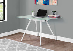Computer Desk For Home Office, Laptop, Tempered Glass, Contemporary & Modern - White