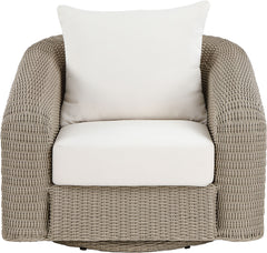 Seacrest - Olefin Water Resistant Fabric And Wicker Outdoor Patio Swivel Chair