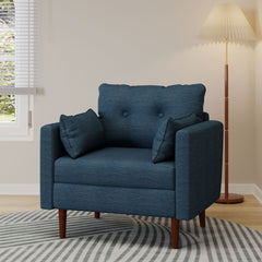 Enchantica - Upholstered Fabric Club Chair With Button Tufted And 2 Accent Pillows