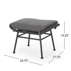Outdoor Modern Boho Wicker Ottoman With Cushions (Set of 2)