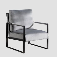 Accent Chair With Durable Square Frame, Armchair Upholstery - Gray