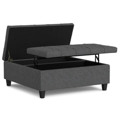 Harrison - Multifunctional Large Square Coffee Table Storage Ottoman - Gray