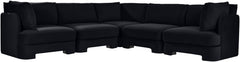 Hammond - Velvet Performance Fabric Upholstered 5 Piece Corner Sectional