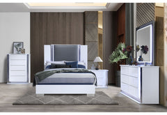 Ylime - 4 Piece Queen Bedroom Set (Bed, Dresser, Mirror, Nightstand) - Smooth White