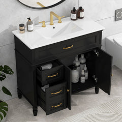 Bathroom Vanity With Sink, 2 Doors 2 Drawers - Black