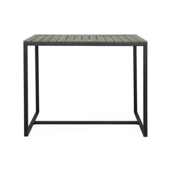 Ernesto - Outdoor Industrial Acacia Wood Bar Table With Metal Frame - Gray / Black