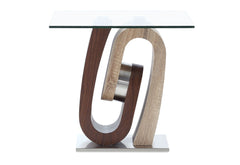 T4126 - End Table - Dark Brown / Oak / Silver