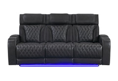 U8611 - Power Reclining Sofa With Power Headrest And LED / Power Console Reclining Loveseat With Power Headrest, LED And Speaker - Charcoal