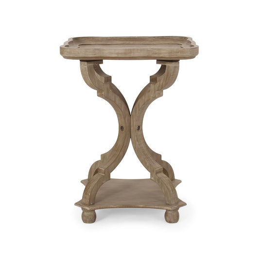 French Country Accent Table With Hourglass Design - Natural