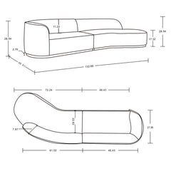 Daria - Sofa Sectional With Pillows, 2 Piece Design
