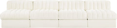 Rummi - Armless Velvet Performance Fabric Upholstered 4 Piece Modular Sofa