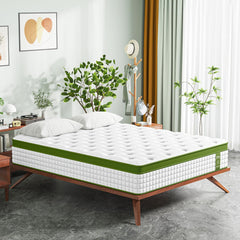 12" Hybrid Mattress With Gel Memory Foam & Pocket Springs - Green - Full