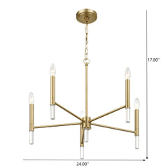 Courtyard - 5 Light Candle Chandelier - Clear / Gold