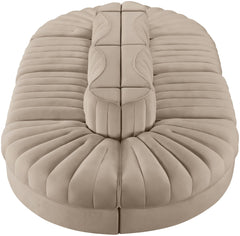 Rummi - Oval Velvet Performance Fabric Upholstered 8 Piece Modular Sectional