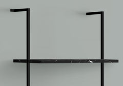 Bookshelf, Bookcase, Etagere, Ladder, 5 Tier, For Office, Marble Look Contemporary & Modern - Black