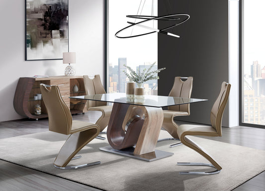 D4127 - 9 Piece Dining Room Set (Dining Table And 8 Dining Chairs) - Dark Brown / Oak