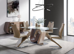 D4127 - 9 Piece Dining Room Set (Dining Table And 8 Dining Chairs) - Dark Brown / Oak
