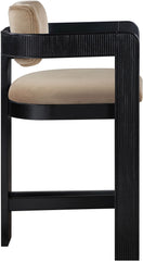 Sacha - Velvet Stool With Black Base