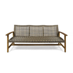Outdoor 3 Seater Sofa With Rattan Cover - Natural / Gray
