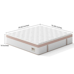14", Firm Hybrid Mattress, Gel Memory Foam & Pocket Springs, Pressure Relief, Motion Isolation, Ergonomic Bed - White - King