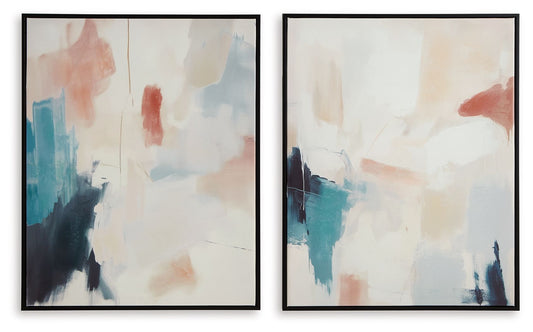 Caldish - Wall Art Set (Set of 2) - Blue / White / Pink