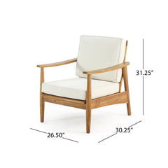Birdsong - Outdoor Club Chair With Slat Back And Seat Cushion - Beige