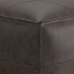 Sheffield - Square Pouf - Distressed Dark Brown