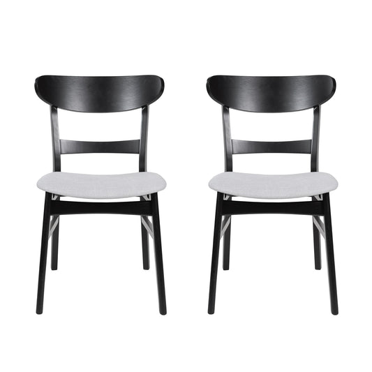 Dining Chairs With Upholstered Seat (Set of 2) - Black / Light Beige