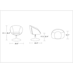 Upholstered Swivel Lounge Chair With Adjustable Height - Red
