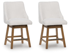 Cabalynn - Upholstered Swivel Barstool (Set of 2) - Oatmeal / Light Brown