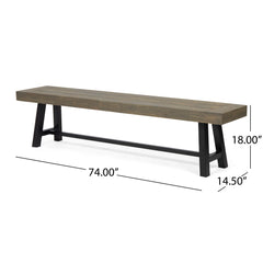 Outdoor Patio Bench - Gray / Black