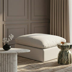 Indulge - Linen Ottoman - White
