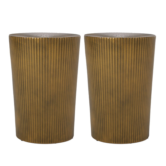 Langseth - Iron Sunburst Side Tables (Set of 2) Modern Design - Gold