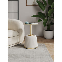 Anderson - Upholstered End Table With Round Top