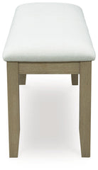 Calmoro - Large Upholstered Dining Room Bench - Off White / Gray