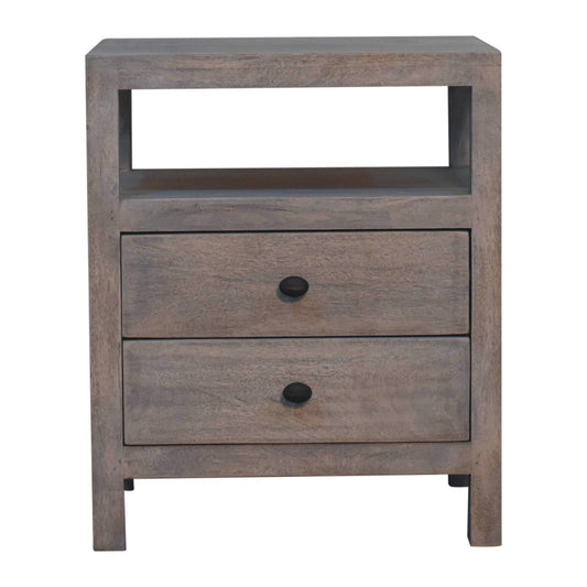 Acid - 2 Drawer Open Bedside Table - Gray Ash