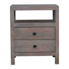 2 Drawer Open Bedside Table - Gray Ash