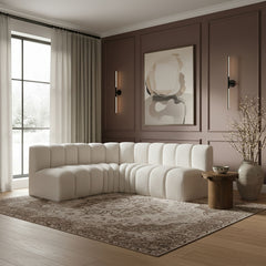 Arc - Boucle Fabric 4 Piece Corner Modular Sofa