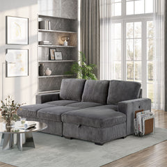 U2660 - L Shape Sectional With Pull Out Sofa Bed - Gray