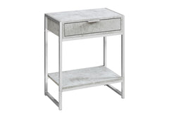 Accent Side Table, Storage Drawer, Contemporary And Modern - Gray
