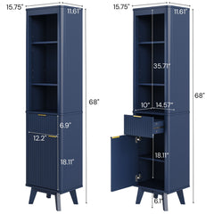 Tall Bathroom Storage Cabinet With Adjustable Shelves And 1 Drawer & Door