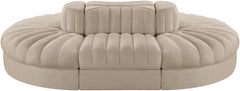 Rummi - Oval Velvet Performance Fabric Upholstered 6 Piece Modular Sectional