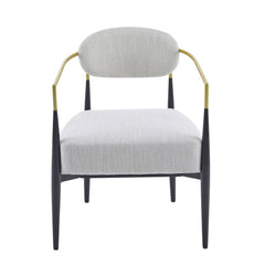 Upholstered Accent Armchair With Tapered Legs - Beige / Black / Gold