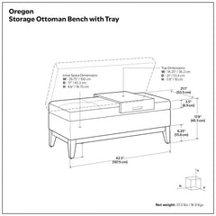 Oregon - Contemporary Storage Ottoman Bench With Tray