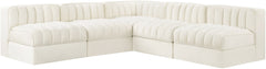 Rummi - Armless Velvet Performance Fabric Upholstered 5 Piece Modular Sectional
