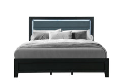 Reid - 5 Piece King Bedroom Set With LED (Bed, Dresser, Mirror, Chest, Nightstand) - Black