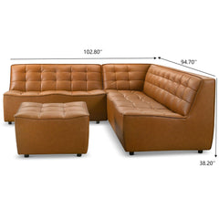 Selen - Corner Sectional Sofa With Ottoman - Cognac
